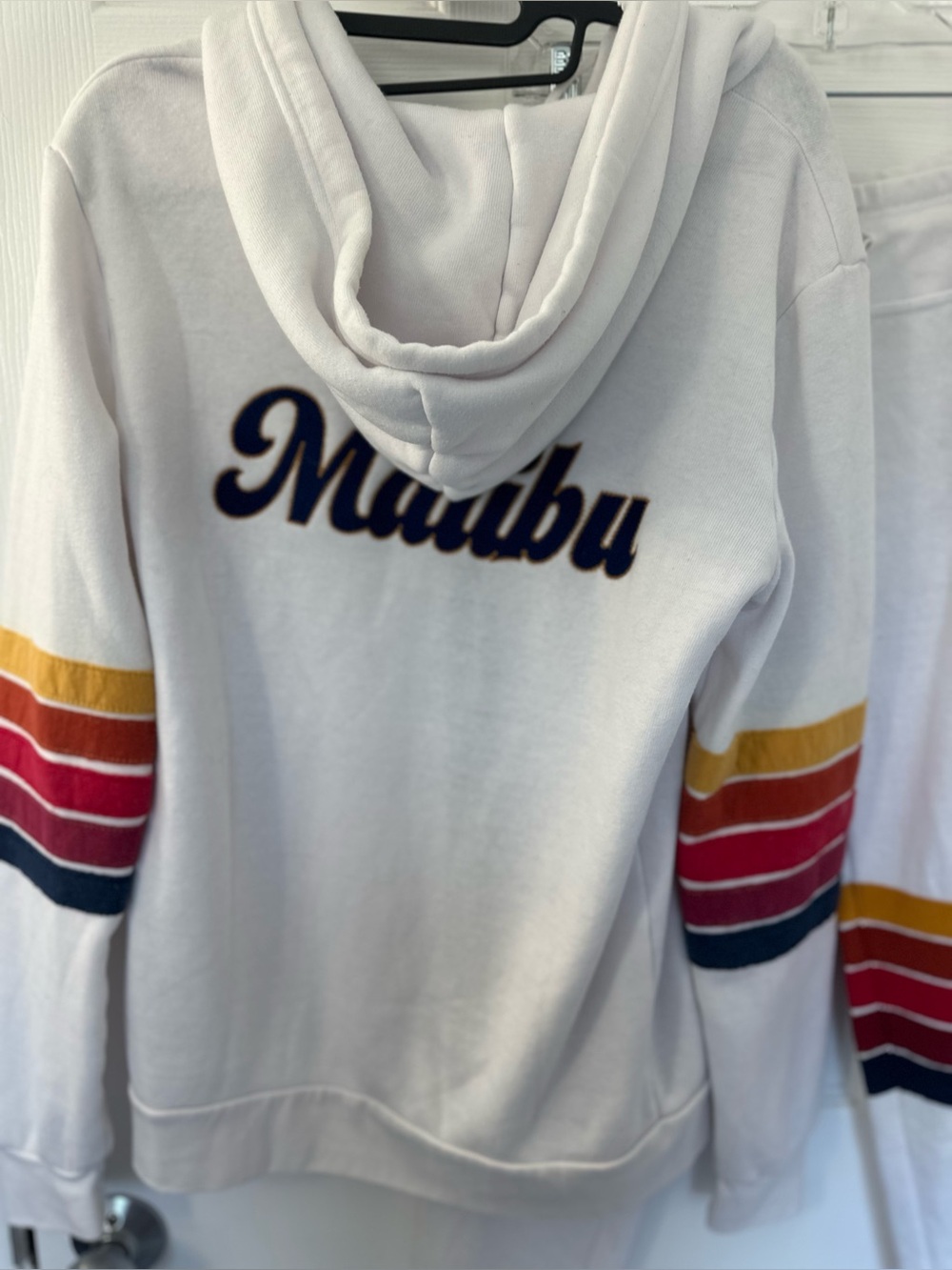 Aviator Nation Malibu White Hoodie 5 Stripe  & Matching Sweatpants- Rare Find